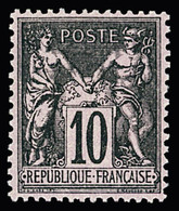 ** N°89 10c Noir Sur Lilas, Type II, Centrage Parfait, Neuf **, TTB - 1876-1898 Sage (Type II)