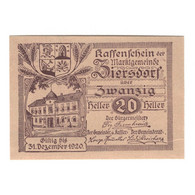 Billet, Autriche, Ziersdorf N.Ö. Marktgemeinde, 20 Heller, Texte, 1920 - Oesterreich