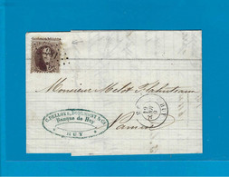 België Omslag Met Inhoud Vanuit Huy Naar Namur 6/08/1864 UNG - 1849-1865 Medaillons (Varia)