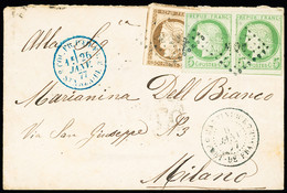 Lettre Colonies Générales N°17 En Paire + N°20 OBL CAD "Martinique Fort De France" (1877) Sur Lettre Pour Milan Avec Arr - Andere & Zonder Classificatie