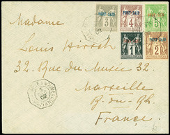 Lettre N°1+2+3+4+5 Obl. Càd Marseille à Nouméa 03.12.1902 Sur Lettre Pour Marseille, Arr., TB - Andere & Zonder Classificatie