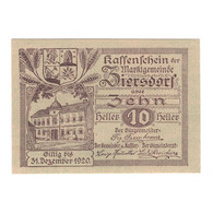 Billet, Autriche, Ziersdorf N.Ö. Marktgemeinde, 10 Heller, Texte, 1920 - Oesterreich