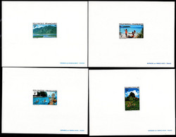 FRENCH POLYNESIA(1974) Native Scenes. Set Of 6 Deluxe Sheets. Scott Nos 278-83, Yvert Nos 97-102. - Imperforates, Proofs & Errors