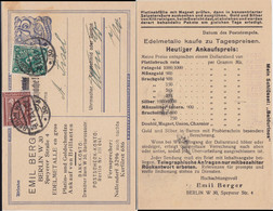 DR Infla Postreiter Ganzsache P 146 I ZF Priv Zudruck Berlin Gold Platin 1923 - Postwaardestukken