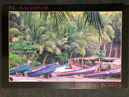 Postcard Fishing Boats 2013 ( Fish And Astronomy Stamps) - El Salvador