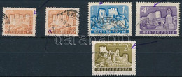 O 1960-1961 5 Db Várak Bélyeg Papírránccal Illetve Fehér Csíkkal / 5 Stamps With Paper Crease Or White Stripe - Other & Unclassified