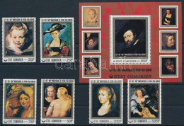 ** 1977 Rubens Festmények Sor + Blokk, Rubens Paintings Set + Block Mi 353-358 + Mi 97 - Other & Unclassified