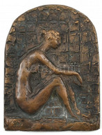 Olvashatatlan Jelzéssel: Ülő Akt. Bronz Relief. 12,5x10cm - Other & Unclassified