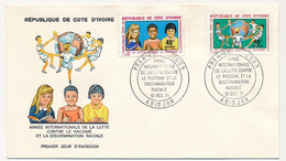 CÔTE D'IVOIRE - Env FDC - 2 Val Lutte Contre Le Racisme - 10 Oct 1971 - Abidjan - Côte D'Ivoire (1960-...)
