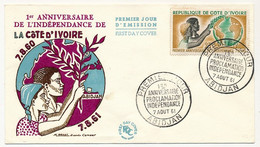 CÔTE D'IVOIRE - Env FDC - 25F 1er Anniversaire Proclamation De L'Indépendance - 7 Aout 1961 - Abidjan - Ivoorkust (1960-...)