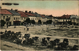 T2/T3 1915 Drohobych, Drohobycz, Drohobics; Rynek / Square, Market, Shops, Horse-drawn Carriages. Verlag Leon Rosenschei - Unclassified
