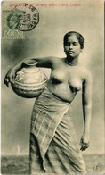 * T2/T3 1908 Ceylon (Sri Lanka), Singhalese Girl Carrying Water Chatty, Half-naked Woman (EK) - Unclassified