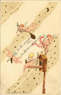 T2/T3 1900 La Chasse Aux Coeurs / Angels Play Tennis With Hearts. Litho - Unclassified