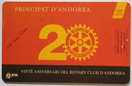 Andorra 100 Units " 20th Anniversary Rotary Club Of Andorra " - Andorra