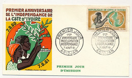 CÔTE D'IVOIRE - Env FDC - 25F 1er Anniversaire Proclamation De L'Indépendance - 7 Aout 1961 - Abidjan - Costa D'Avorio (1960-...)