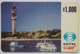 Chile  Entel  " Torre Y Lago $1000 On Front " - Cile