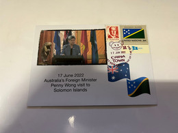 (1 G 44) Penny Wong Visit To Solomon Islands (with Solomon Flag Stamp) - 16th Of June 2022 (Gay Minister) - Salomon (Iles 1978-...)
