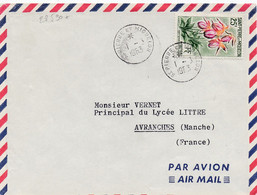 28590# SAINT PIERRE ET MIQUELON N° 371 FLEUR SEUL SUR LETTRE PAR AVION 1963 Pour AVRANCHES MANCHE - Covers & Documents