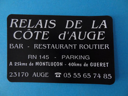 Carte De Visite Restaurant Routier Relais De La Côte D'Auge 23 Auge - Cartes De Visite