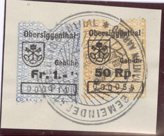 Heimat AG Obersiggenthal Briefstück Mit 2 Fiskalmarken 1Fr. 50Rp. - Steuermarken