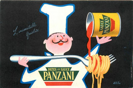 Pâtes & Sauce PANZANI * CPA Publicitaire Illustrateur Hervé MORVAN * Publicité Pub Alimentation Cuisinier Cook Cuisto - Advertising