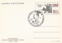Poland Postmark D70.04.22 POZNAN: Lenin 100 Y. - Stamped Stationery