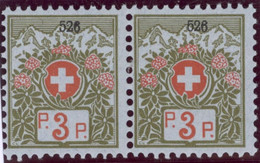 Schweiz Portofreiheit Zu#3A Paar ** Postfrisch 3Rp. Kl#526 La Chèche Orbe VD Ausgeliefert 600 Stk. - Franchise