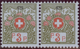 Schweiz Portofreiheit Zu#3A Paar ** Postfrisch 3Rp. Kl#472 Hülfsverein Aarau Ausgeliefert 250 Stk. - Franchigia