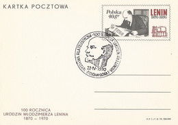 Poland Postmark D70.04.22 ZIELONA GORA.01: Exhibition Lenin 100 Y. - Stamped Stationery