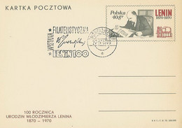 Poland Postmark D70.04.27 WARSZAWA: Exhibition Lenin 100 - Stamped Stationery