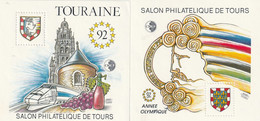 BLOCS CNEP N° 14 - 15 ** NEUF LUXE SALON PHILATELIQUE DE TOURS 1992 TOURAINE TGV - ANNEE OLYMPIQUE - CNEP