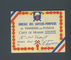 Carte Amicale Sapeurs-pompiers Tannerre-en-Puisaye 1955 (Yonne) - Firemen