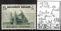 [1562]TB//*/Mh-c:5e-Belgique 1938 - N° 472-V2, Tache à Droite - Abarten (Katalog COB)