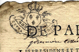 1728 DE PAR LE ROY GENERALITE DE LYON  PROCES VERBAL DE SAISIE AVEC SIGNATURE VOIR SCANS - Algemene Zegels