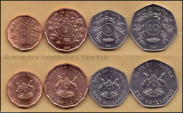 Uganda Set 4 Monedas 1 2 5 10 Shillings 1987 Km 27 28 29 30 SC UNC - Ouganda