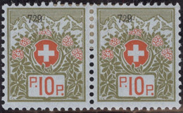 Schweiz Portofreiheit Zu#5A Paar * Falz 10Rp. Kl#1625 ZV Deutscher Hülfsverein Ausgeliefert 92390 Stk. - Franchigia