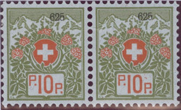 Schweiz Portofreiheit Zu#5A Paar ** Postfrisch 10Rp. Kl#729 Liga Kantonal Tuberculose Neuchatel Ausgeliefert 4310 Stk. - Vrijstelling Van Portkosten