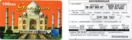 Carte Prépayée - Suède - Gnamam Tlecom - Taj Mahal 100 SEK Orange, Exp. 25/12/2003 - Schweden