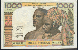 W.A.S. SENEGAL P703Km  1000 FRANCS ND  #G.185   Signature 13   VF NO P.h. - Estados De Africa Occidental