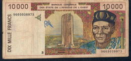 W.A.S. BENIN  P214Bd  10000 Or 10.000 FRANCS (19)96 1996 Signature 28      FINE Only 1  P.h.! - États D'Afrique De L'Ouest