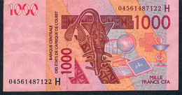 W.A.S. NIGER   P615Hb  1000 FRANCS (20)04 2004 Signature 32     VF Folds NO P.h. - West African States