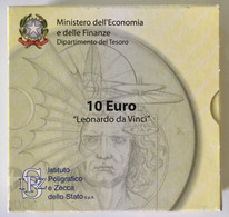 ITALIA - Leonardo Da Vinci - Moneta €10 D’arg. 925/1000 - Gr.22 Diam. Mm.34 - Anno 2006. PROOF. - Jahressets & Polierte Platten