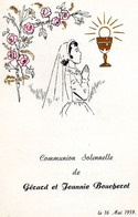 - Menu - Communion Solennelle De Gérard Et Jeannie Boucherot - Format: 15,5 Cm X 11 Cm - - Menus
