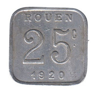 ROUEN - 02.03 - Monnaie De Nécessité - 25 Centimes 1920 - Monétaires / De Nécessité