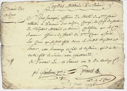 REVOLUTION ARMEE DES ALPES  SANTE DES TROUPES  1795   HOPITAL MILITAIRE DE VIENNE CERTIFICAT  SOINS AUX SOLDATS - Documents Historiques