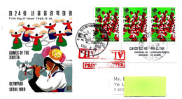 KOREA - 1988 SEOUL 24^ Olimpiade Olympic Games 3 Stamps OPEN GAMES Su Busta Fdc Viaggiata Per Italia + Brochure - 7662 - Estate 1988: Seul