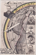 1933 - AEROPOSTALE - CP => JEAN MERMOZ !! SIGNEE De COUZINET ! Et Des AVIATEURS ACCOMPAGNANT MERMOZ VOYAGE ARC-EN-CIEL ! - 1927-1959 Covers & Documents