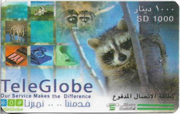 Sudan - Sudatel - TeleGlobe - Racoon, Prepaid 1.000SD, Used - Sudan
