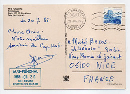 - Carte Postale NORDKAPP (Norvège) Pour NICE (France) 22.7.1985 - Bateau M/S FUNCHAL - ON CRUISE POSTED ON BOARD - - Lettres & Documents