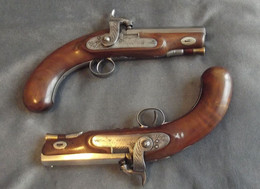 Belle Paire De Pistolet De Voyage Anglais Signé H.Smith London Vers 1850 - Armes Neutralisées